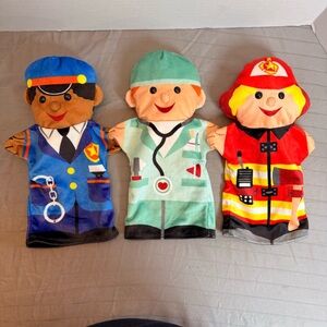 Melissa & Doug Jolly Helpers Hand Puppets Set of 3 Doctor Policeman Fireman Fun